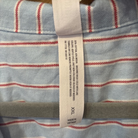 Auden Light Blue Pajama Shirt with Red Stripes XXL - Picture 5 of 6